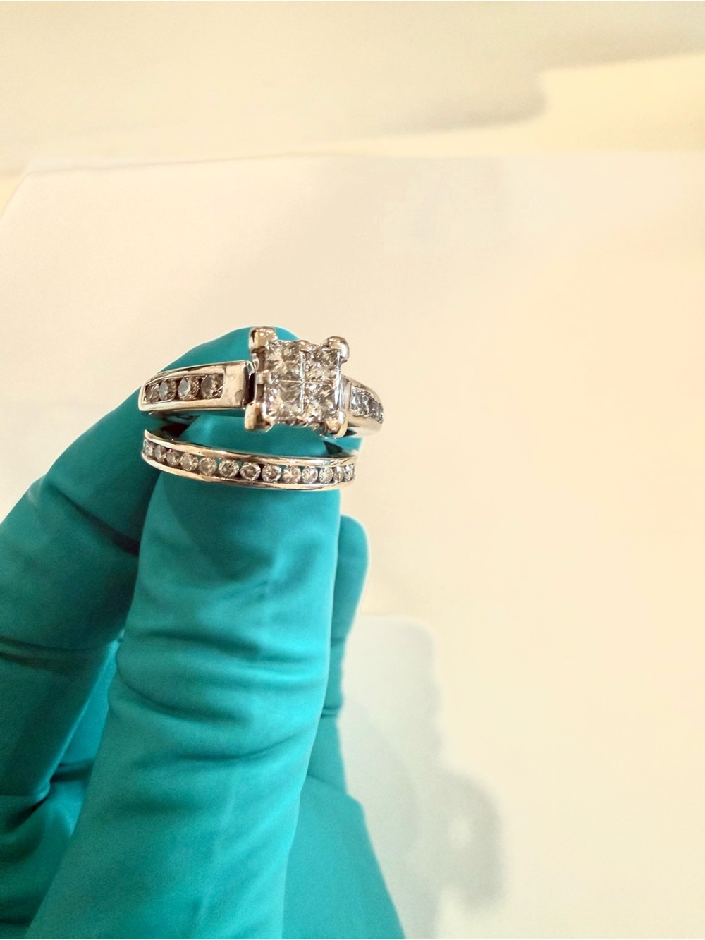 10k White Gold Princess-Cut Engagement Ring Set in White